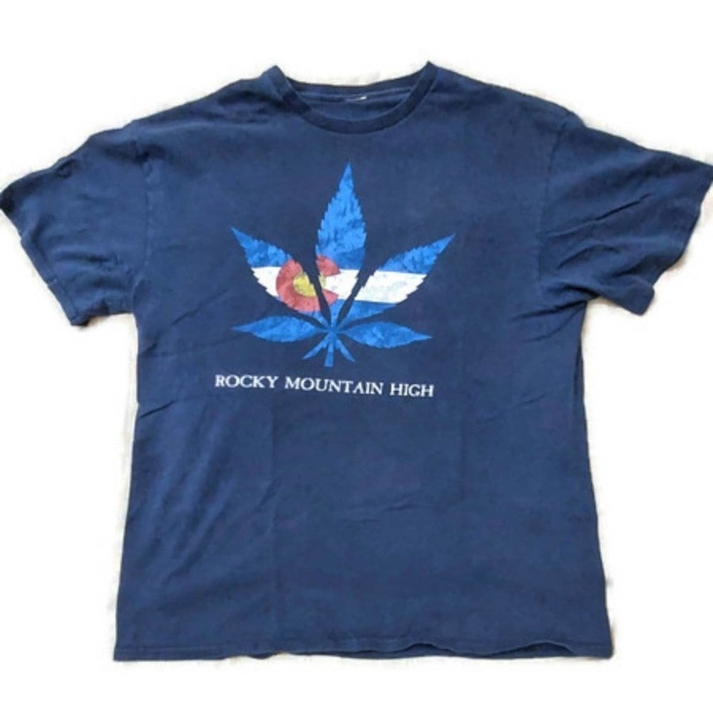 Colorado Shirt Mens Large Rocky Mountain High Flag Color Leaf Short Sleeve Tee - Picture 2 of 2